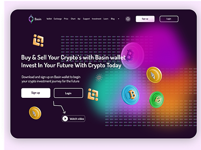Crypto wallet - A crypto currency landing page bitcoin branding branding design crypto currency website crypto landing page design illustration landing page design logo minimal mobile ui ntf product design ui uiux vector web design web designing website