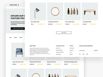 Home House - Minimalistic Houseware e-commerce Landing page branding branding design design e commerce illustration logo minimal mobile ui online shop online shopping ui uiux vector web design webflow