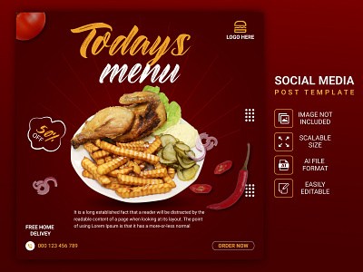 Food social media post template design. banner delicious design food marketing media poster promotion restaurant sale social social media vector