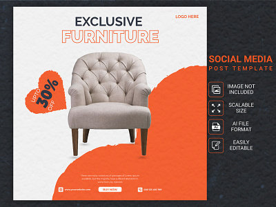 Furniture social media post template design. editable furniture marketing media promotion shop social media stories template vector