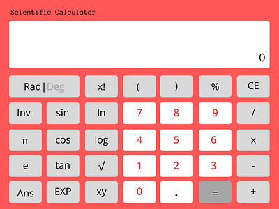 Scientific Calculator daily 100 challenge dailyui dailyui004