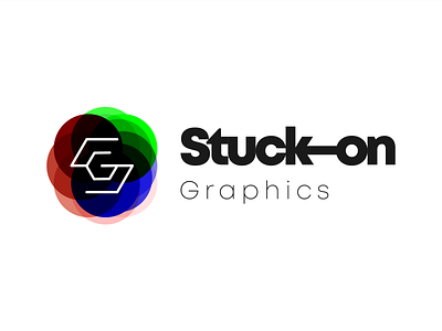 Logo for Stuck-on Graphics (graphics print shop) agency brand identity branding design graphic design agency graphics graphics shop logo logo design print shop redesign revamp sticker vibrant logo visual identity