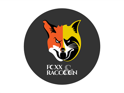 Ilustration/Logo for Foxx & Raccoon (Etsy brand) brand identity branding desiogn etsy etsy brand etsy shop fox illustraion logo logo design logomark logotype mascotlogo mascots mascots logo racoon split personality