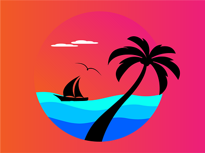 Paradise beach branding buy buy now buy sell coconut dream for sale illustration logo ocean palm palmtree paradise relax sail sailboat silhoutte surf vacation