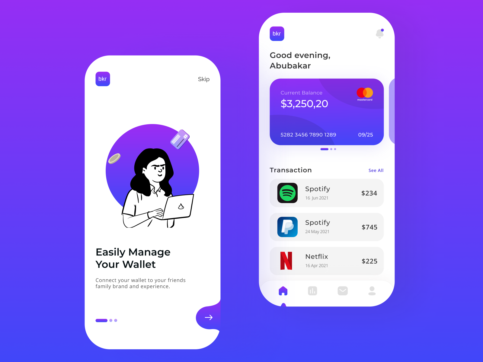 Wallet App by Abubakar Shah on Dribbble