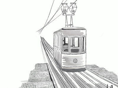 Bica Tram illustration lisbon portugal procreate tourist tram line trams travel art travel artist