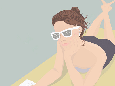 Chilling In May chiling digitial drawing editorial illustration figuredrawing illustration relaxing sister stylised figures sunbathing sunglasses travel art