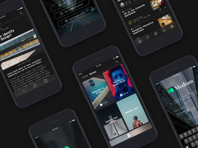 Hello Dribbble! black interface ios iphone mediumapp mockups showcase ui ux