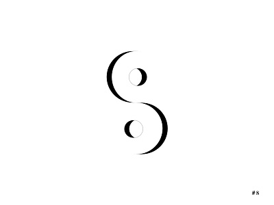 #8 8 bw logo minimal number oval shapes