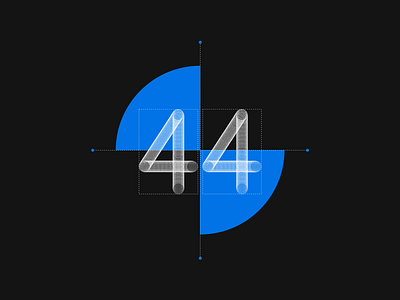 #44 44 black blue circle dash number poster