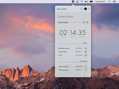 Time-Tracker widget design concept design macos minimalistic time tracker widget