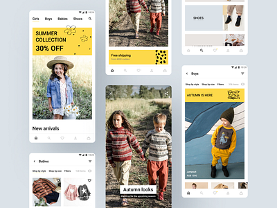 Kids clothing store e-commerce app android android app android app design android app development clothes clothing clothing store e commerce e commerce app e commerce design e commerce shop stories