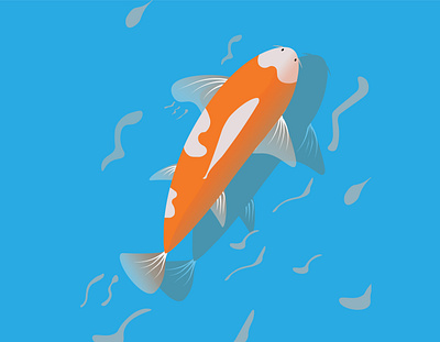 japanees fish blue design fish illustration orange