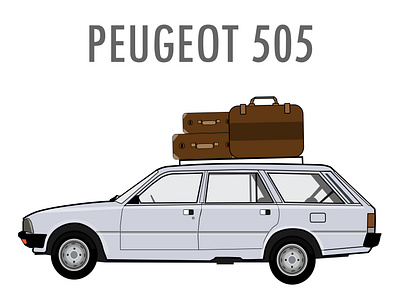 PEUGEOT 505 griS. adobe art creature design grey illustration illustrator logo oldcar peugeot vector vintage vintage logo