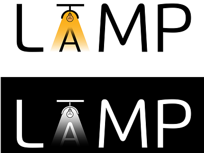 LAMP logo, a lamp on the letter A