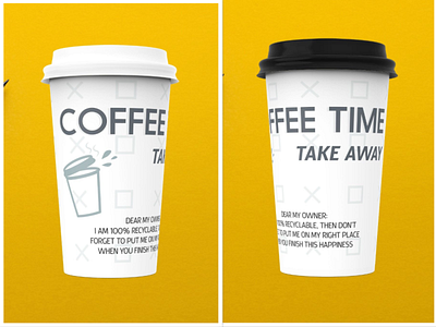COFFEE TIME TAKEAWAY CUP PACKAGE adobe branding coffee coffee cup coffeeshop cup custom type design grey illustration takeaway