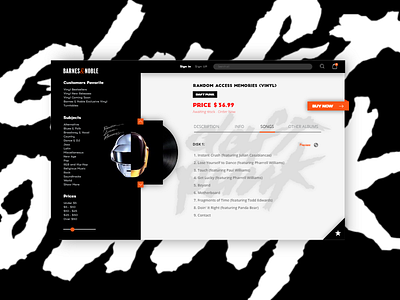 Day 8. Daft Punk VINYL shop album clean design interface minimal music product shop ui ux vinyl web