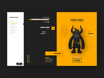 Day 22. Mighty Horn toy UI concept clean concept design figure interface minimal product shop toy ui ux web
