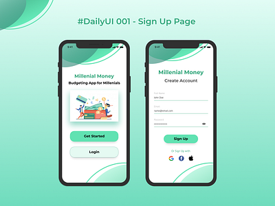 Daily UI 001: Sign Up Page daily ui ios app ios app design mobile app design sign up page ui design ui ux