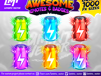 Energy Drinks Twitch Sub Badges - Cheer Bit by Lumintu Vector anime twitch emotes badges can drink channel point cheer bit cool sub badges emote sub badges twitch twitch emote twitch emotes twitch sub badges