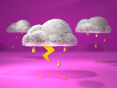 Rainy cloud with lightning. 3d animation art c4d flat graphic graphic design illustration illustrator logo