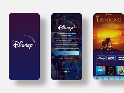 Disney+ Mbile App app app design application design designer illustration ui ux