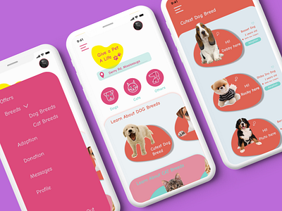 Pet Adoption App app app design application behance branding design designer designers dribble freelancer graphic graphicdesign illustration pet ui uiux uiuxdesign ux uxui uxuidesign