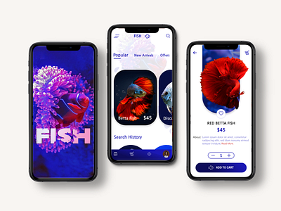 Aquarium Fishes E-commerce App Concept app app design application behance branding creative design designer designs dribbble freelancer illustration logo mobile typogaphy ui uiux ux uxui website