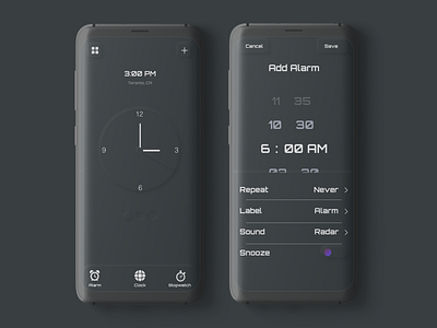 Clock App UI app app design app designer application behance branding creative design designer freelancer illustration mobile mobile ui ui uidesign uiux uiuxdesign ux uxdesign uxui