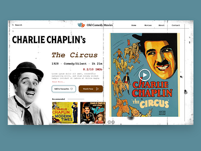 Sir Charlie Chaplin's Movies Online Web Page Design app behance branding creative design designer freelancer illustration movies netflix ui uidesign uiux ux uxui web web design webdesign website website design