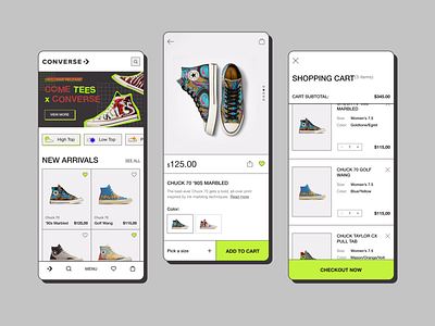 Converse - mobile app (concept) app checkout design mobile app shopping app shopping cart ui ux