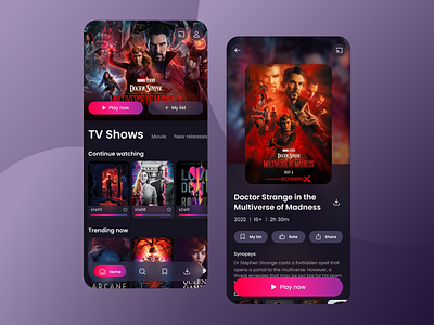 Movie streaming service - Concept app design mobile app movie app ui ux