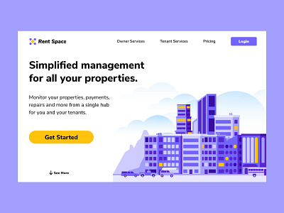 Rent Space: Hero Section design hero hero design hero section landing design landing page landing page design landingpage minimal product design product page renting ux ux design uxdesign web design webdesign website design