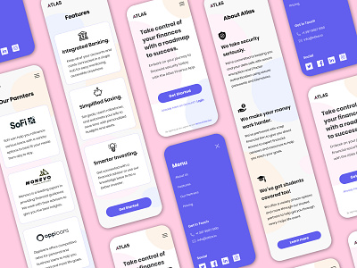 Atlas App: Mobile Landing app banking budgeting design e finance finance investing landing design landing page minimal mobile mobile app mobile app design mobile design product design product page ux ux design uxdesign