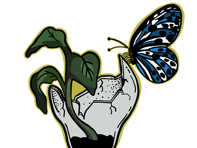 Overrun by Nature butterfly design digital art graphic illustration lightbulb nature