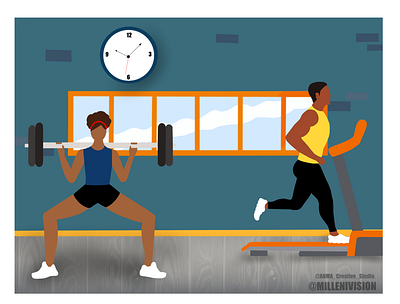 Gym design digital art exercise graphic gym illustration wellness