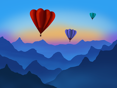 Hot Balloons in the Horizon design digital art graphic illustration procreate procreate art