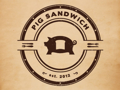 Pig Sandwich Logo logo paper pig round sandwich vector vintage