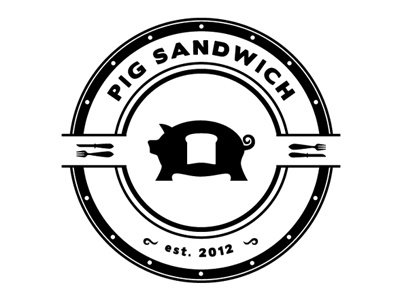 Pig Sandwich Logo (B&W) logo pig round sandwich vector