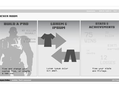 SMNC Locker Room Landing Page game mockup ui wireframe