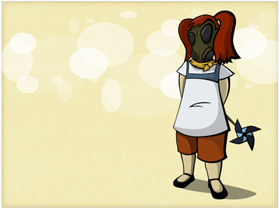 Fallout Girl, offset cute fallout gas mask girl illustrator pinwheel vector