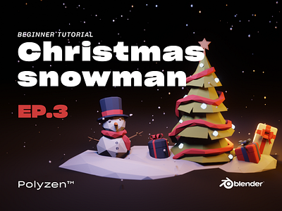 Lowpoly Christmas Snowman| Ep 03 | Blender 2.90 | Beginner Tuts blender blender3d blender3dart christmas design illustration isometric isometricart jinglebell lighting lowpoly lowpoly3d lowpolyart snowman tutotial