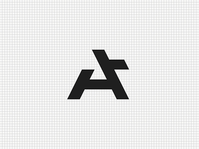 Logo concept (AT) grid sketch a branding construction geometrical grid identity initials logo mark monogram t