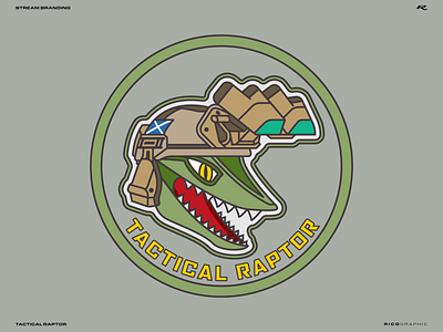 Tactical Raptor (2020) badge branding design icon illustration logo patch streamer tactical typography vector