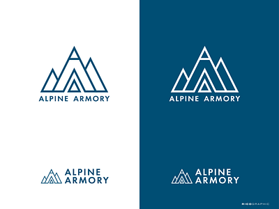 ALPINE ARMORY branding corporate design firearms futura icon identity logo logomark mark minimal minimalist symbol tactical typography vector