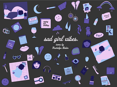 An Icon a Day for 50 Days: Sad Girl Vibes flat icon illustration