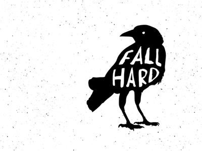 Fall Hard Logo brand clothing design fall hard logo raven tees