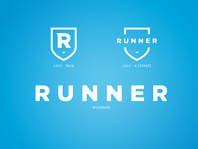 Runner Marks branding favor identity logo logotype runner shield typography wordmark