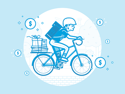 Race to 100 bicycle bike delivery favor illustration money vector