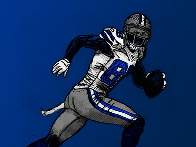 Can't C Me #88 cowboys drawing football illustration ink sports texture